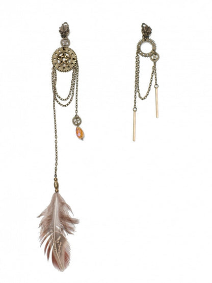 Feather Charms Ear Gear Design Steampunk Clips