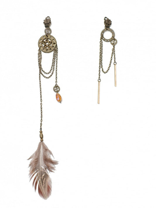 Feather Charms Ear Gear Design Steampunk Clips
