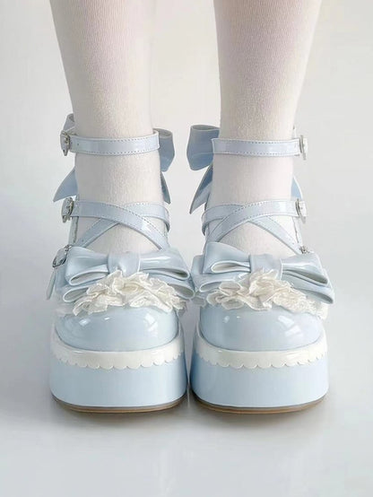 Blue Lolita Tiered Hemline - with Featuring Scalloped Shoes Lace