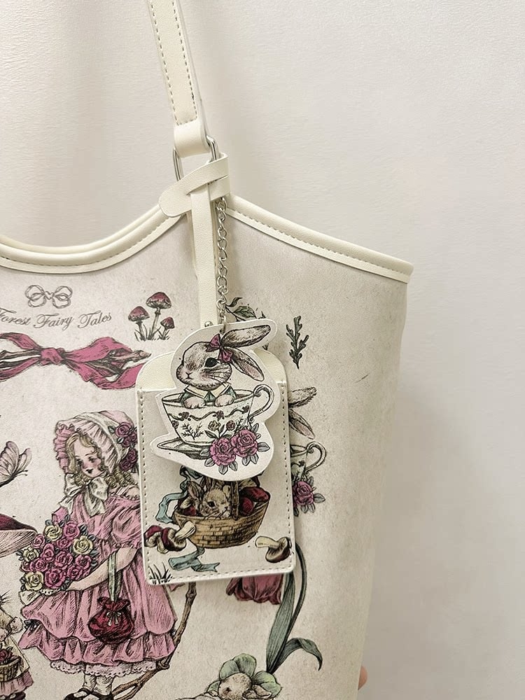 Vintage Tote and Tale Flower Theme Lolita Forest Details Bag Fairy with Rabbit