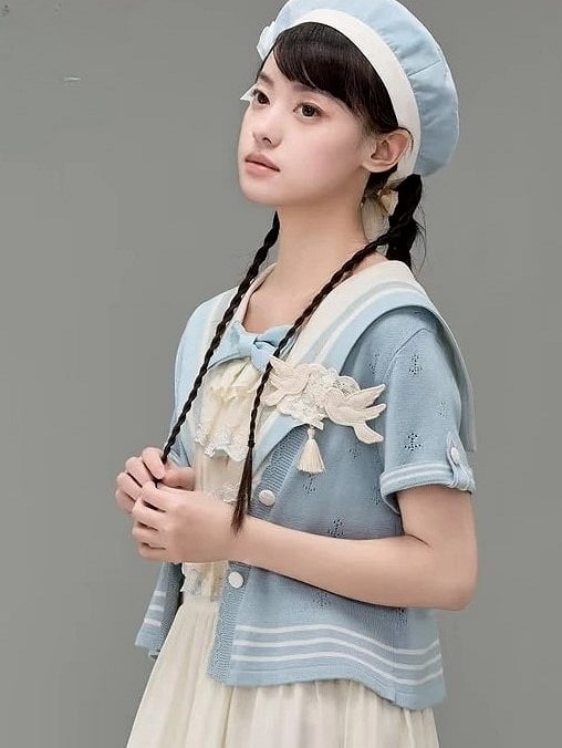 with Lolita Brooch Dove Embroidery White Tassel