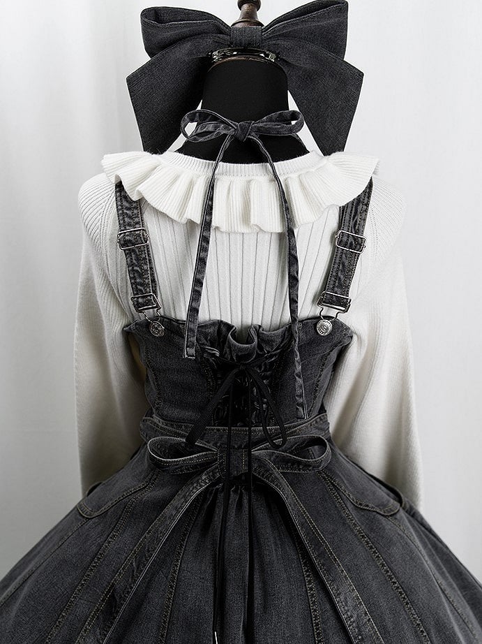 Top Bell Knit Beige and Lolita Ruffled Sleeve Collar Cuffs