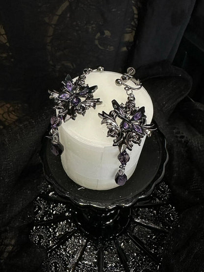 Rhinestone Butterfly Clips Purple Ear