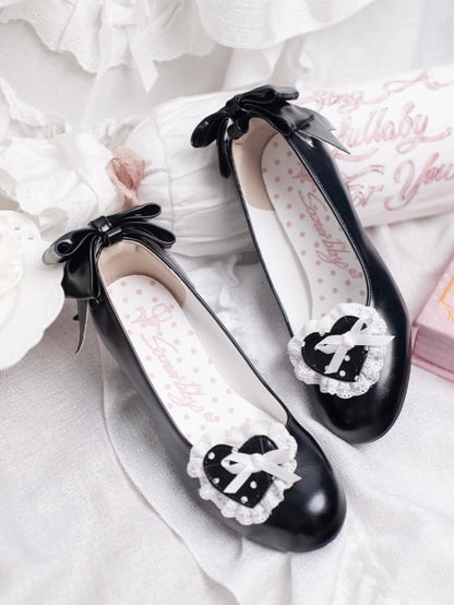 - Polka-dot Heels Heel Sweet Lolita Pattern Wedge Black