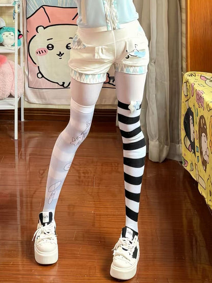 Weißes Muster Note Miusic Shorts Print Diamond