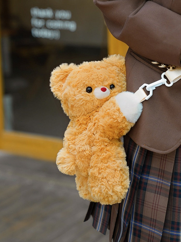 Dunkelgelber Bär Plüsch Rucksack Umhängetasche Klein/Mittel/Groß