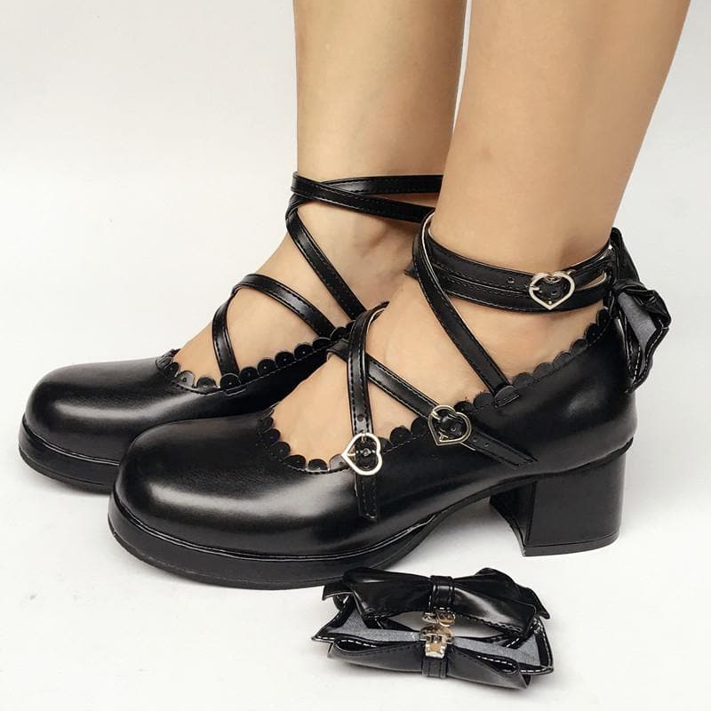 Black Cute Custom Bow SP168083 Made Lolita Shoes