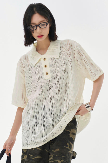 シースルーメッシュカラーTシャツ