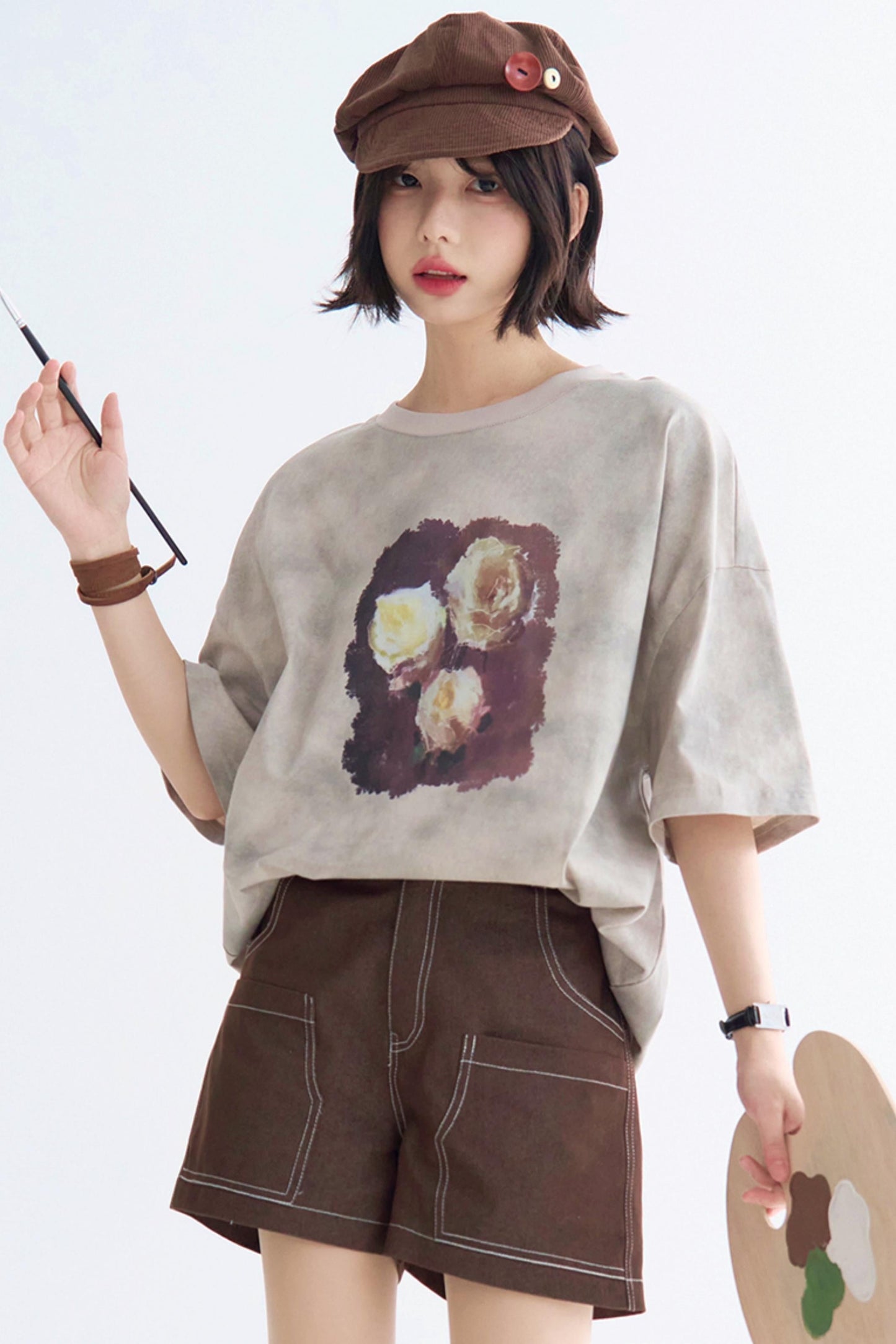 ローズTシャツ タイダイプリント