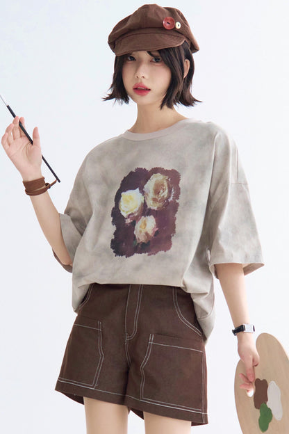 ローズTシャツ タイダイプリント