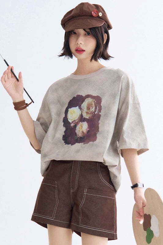 ローズTシャツ タイダイプリント