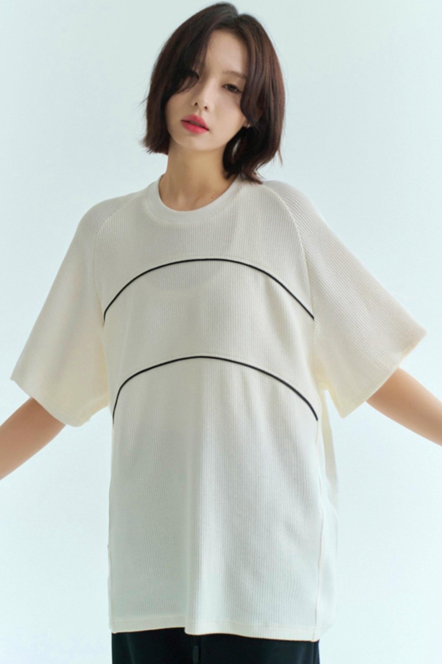 ラインデザインブロックTシャツカラー