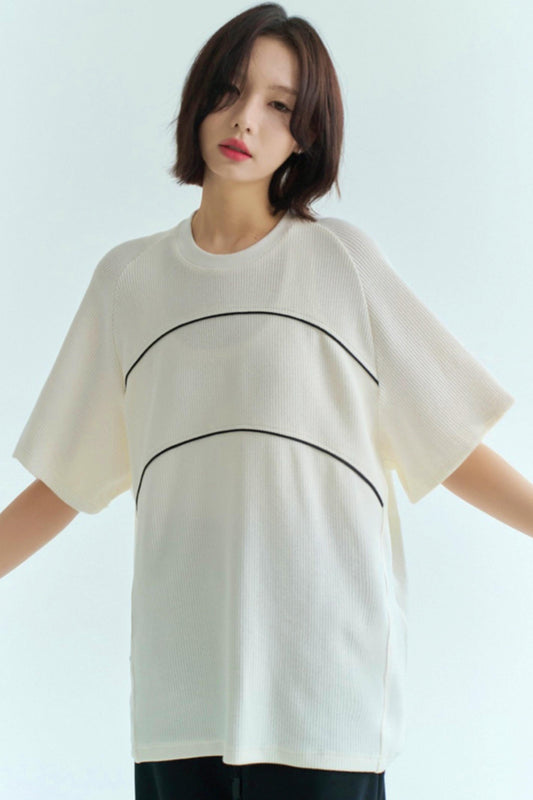 ラインデザインブロックTシャツカラー