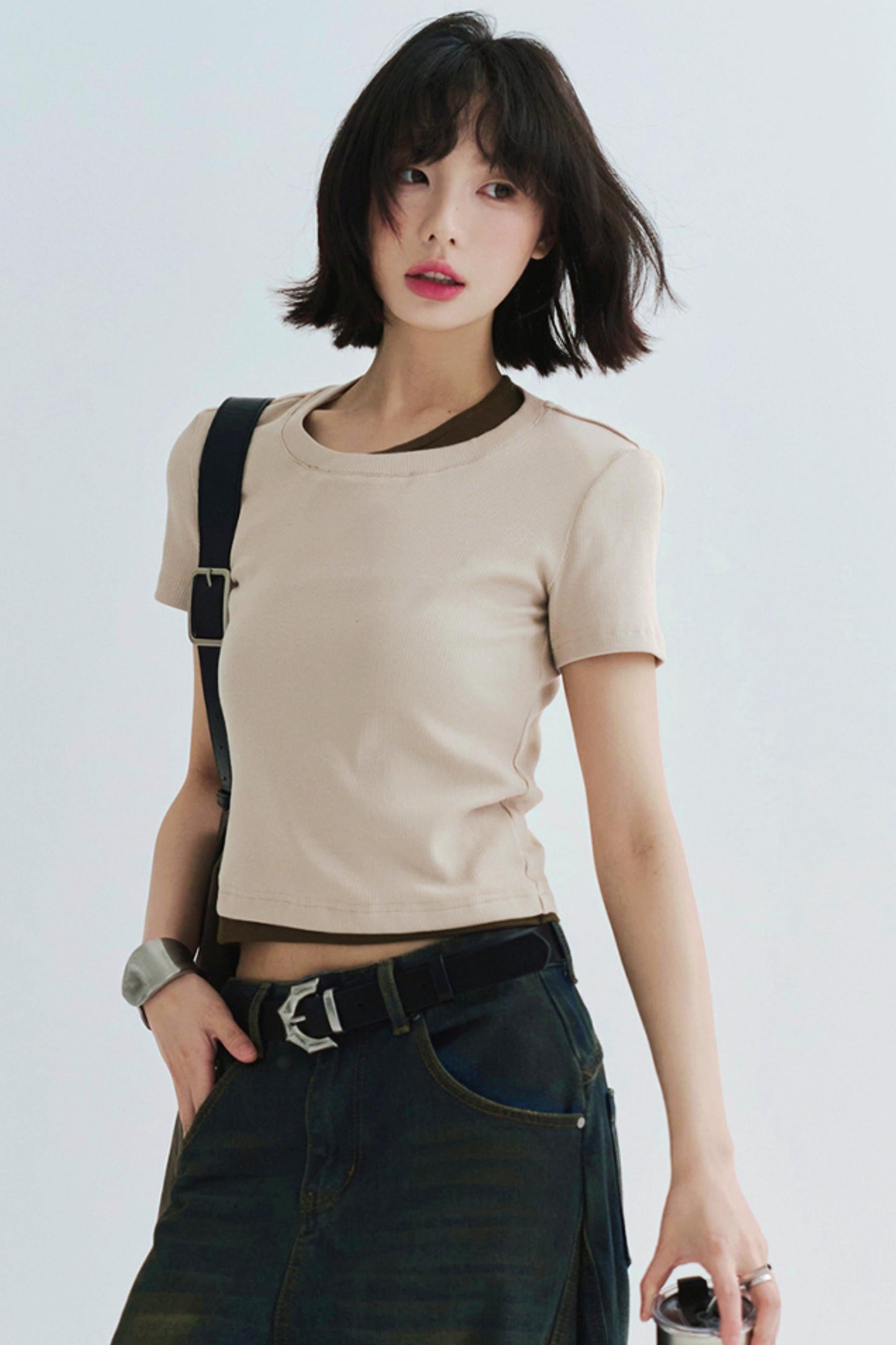 コットンTシャツ スリムフィット ストレッチ