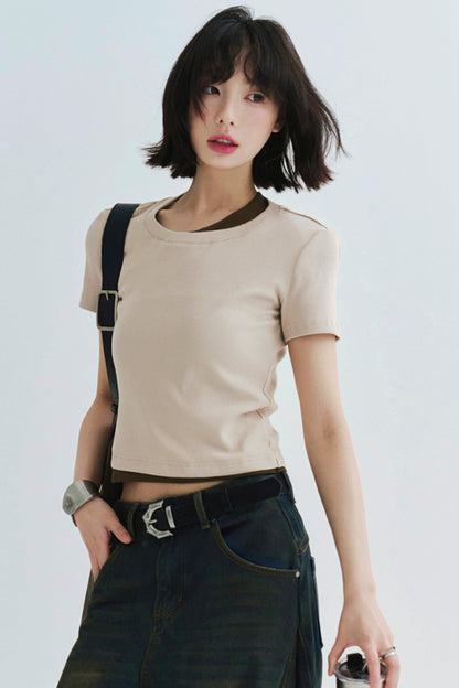 コットンTシャツ スリムフィット ストレッチ