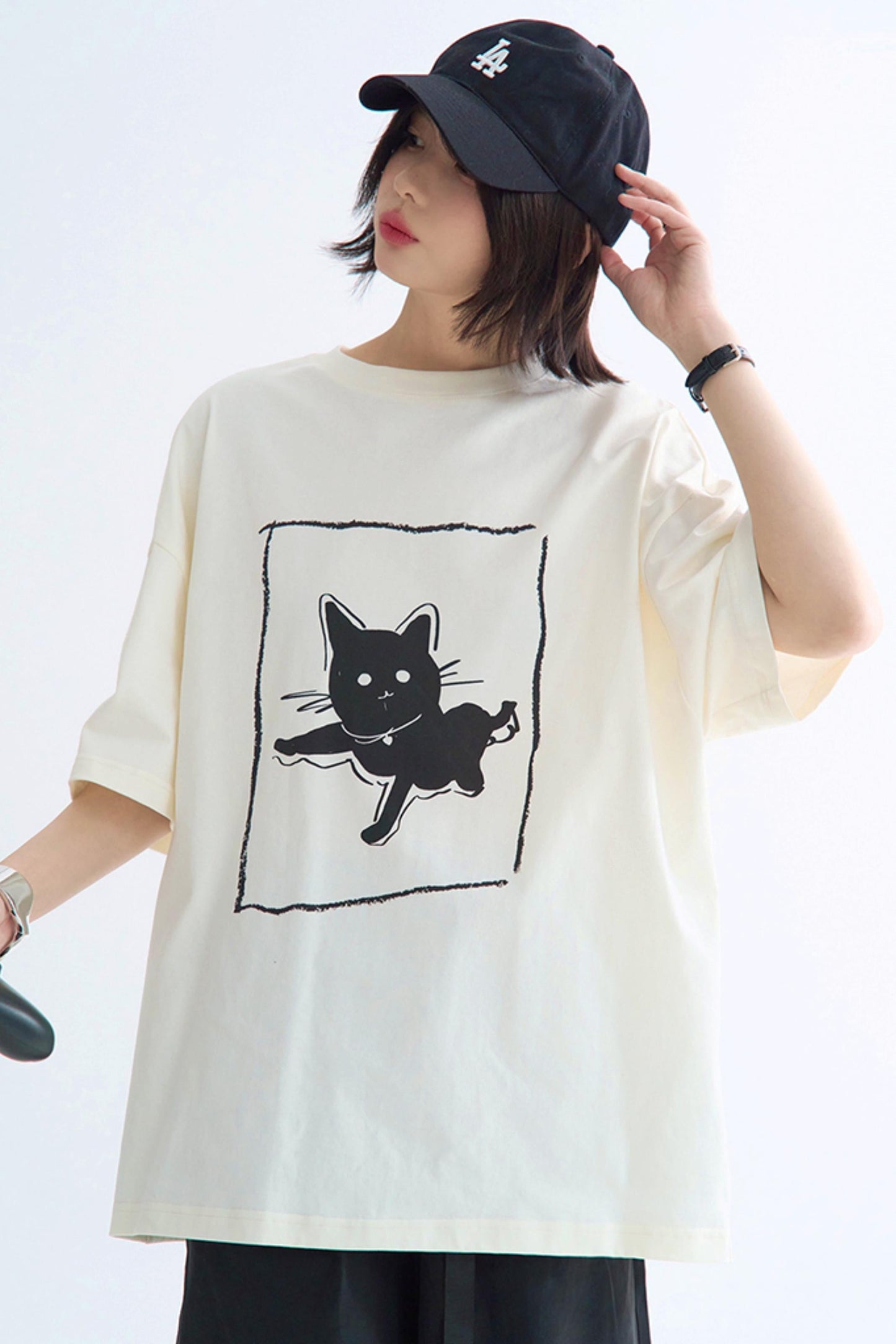 Illustriertes T-Shirt Casual Cat