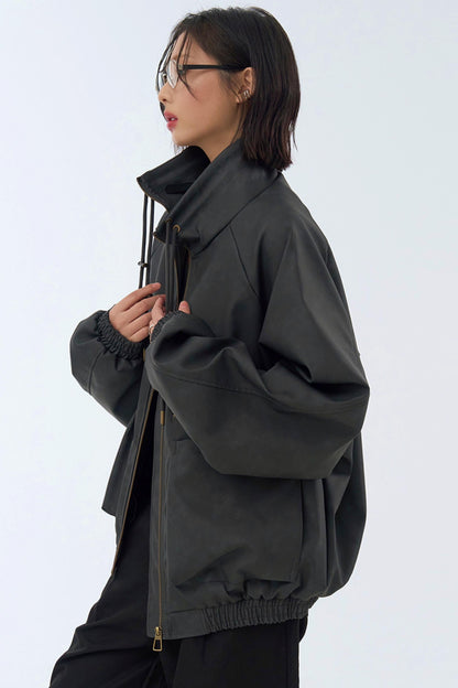 レトロスタンドレザーカラージャケット