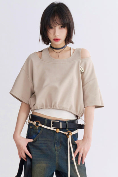 ドローストリングTシャツフェイク