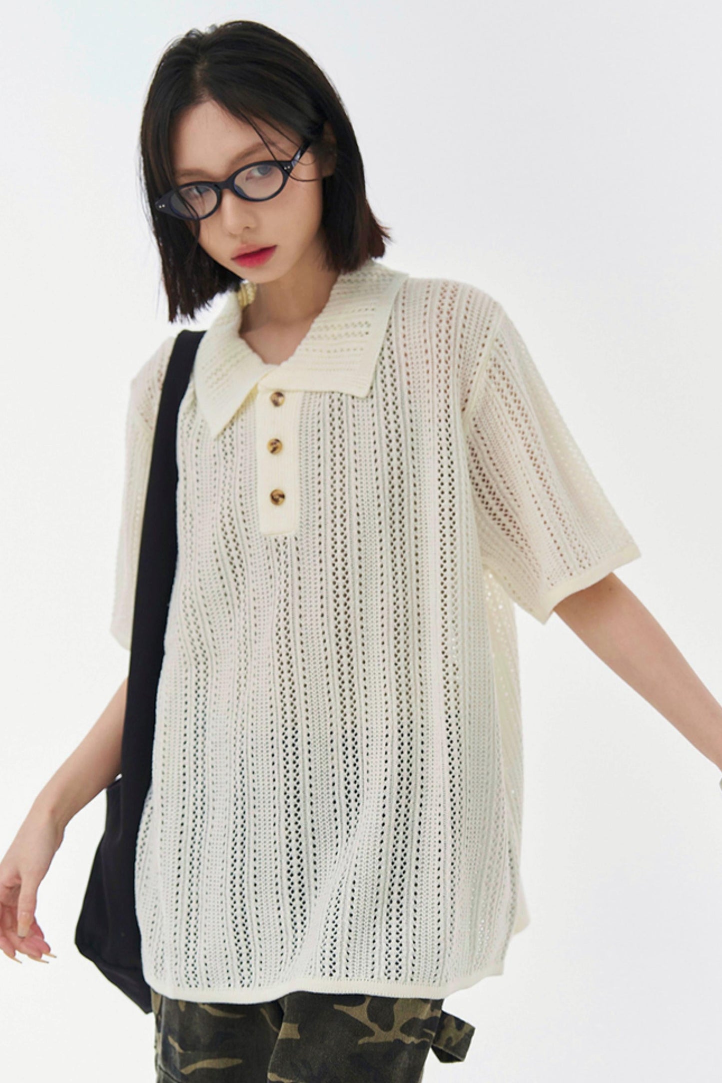 シースルーメッシュカラーTシャツ