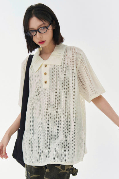 シースルーメッシュカラーTシャツ