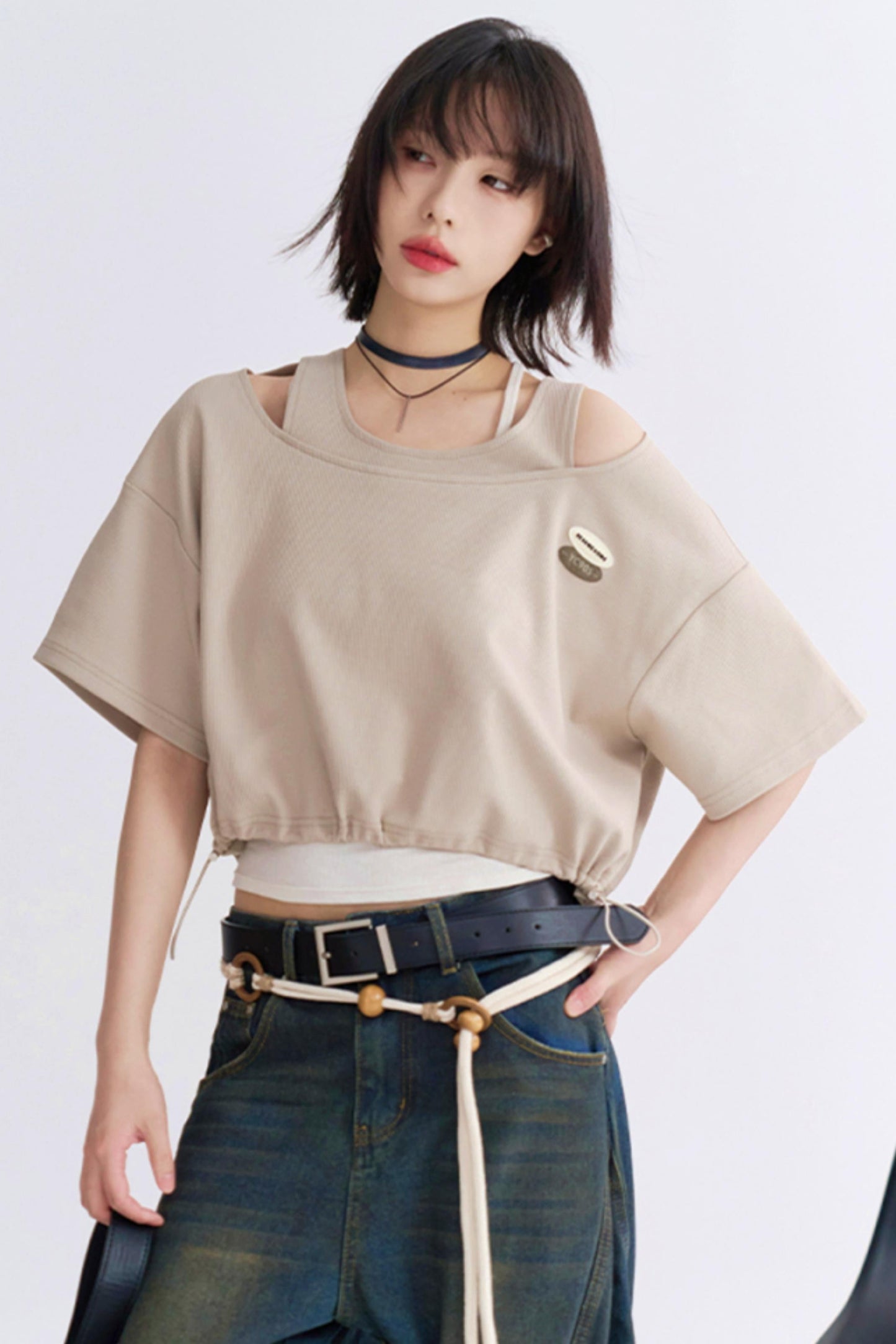 ドローストリングTシャツフェイク