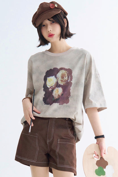 ローズTシャツ タイダイプリント