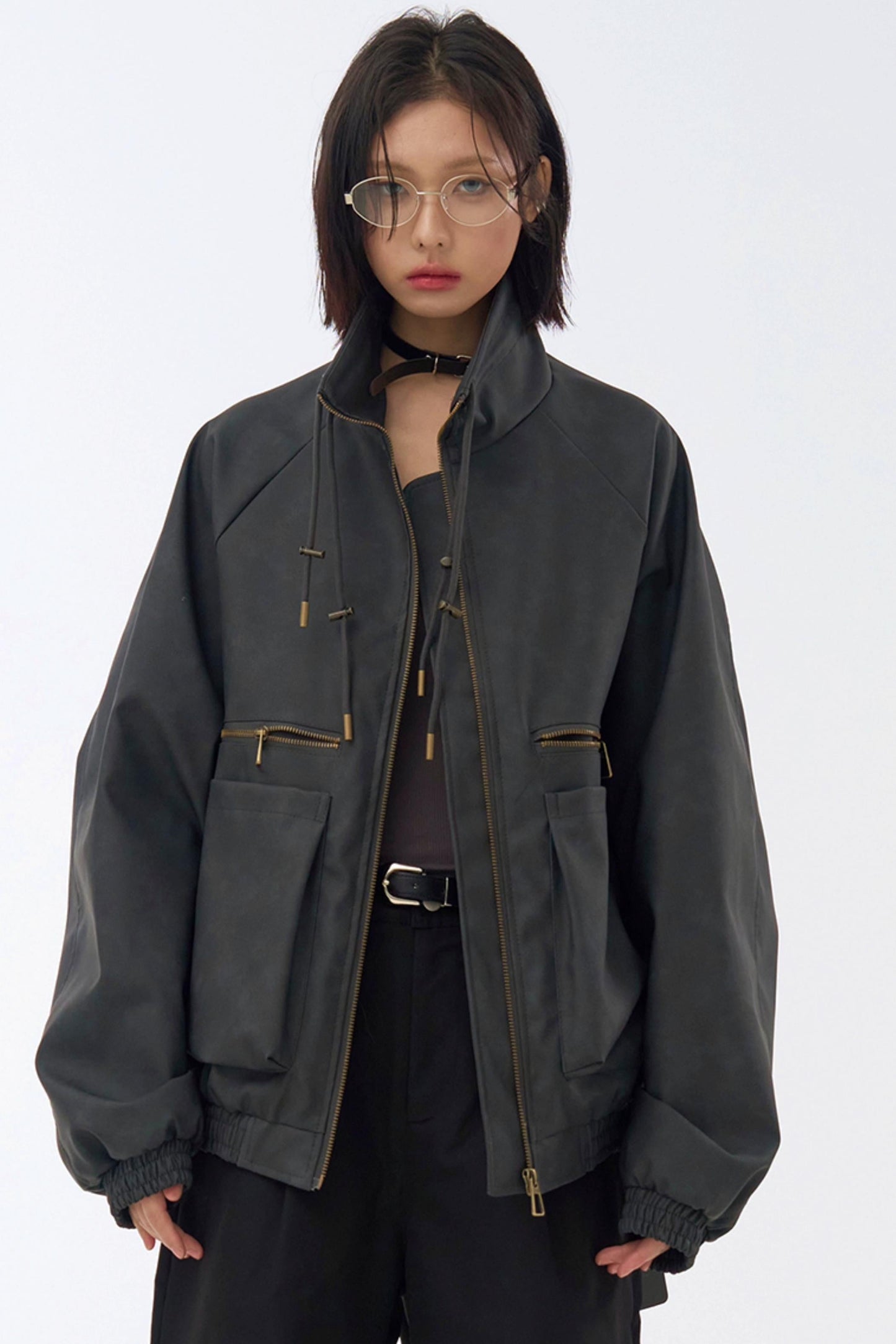 レトロスタンドレザーカラージャケット