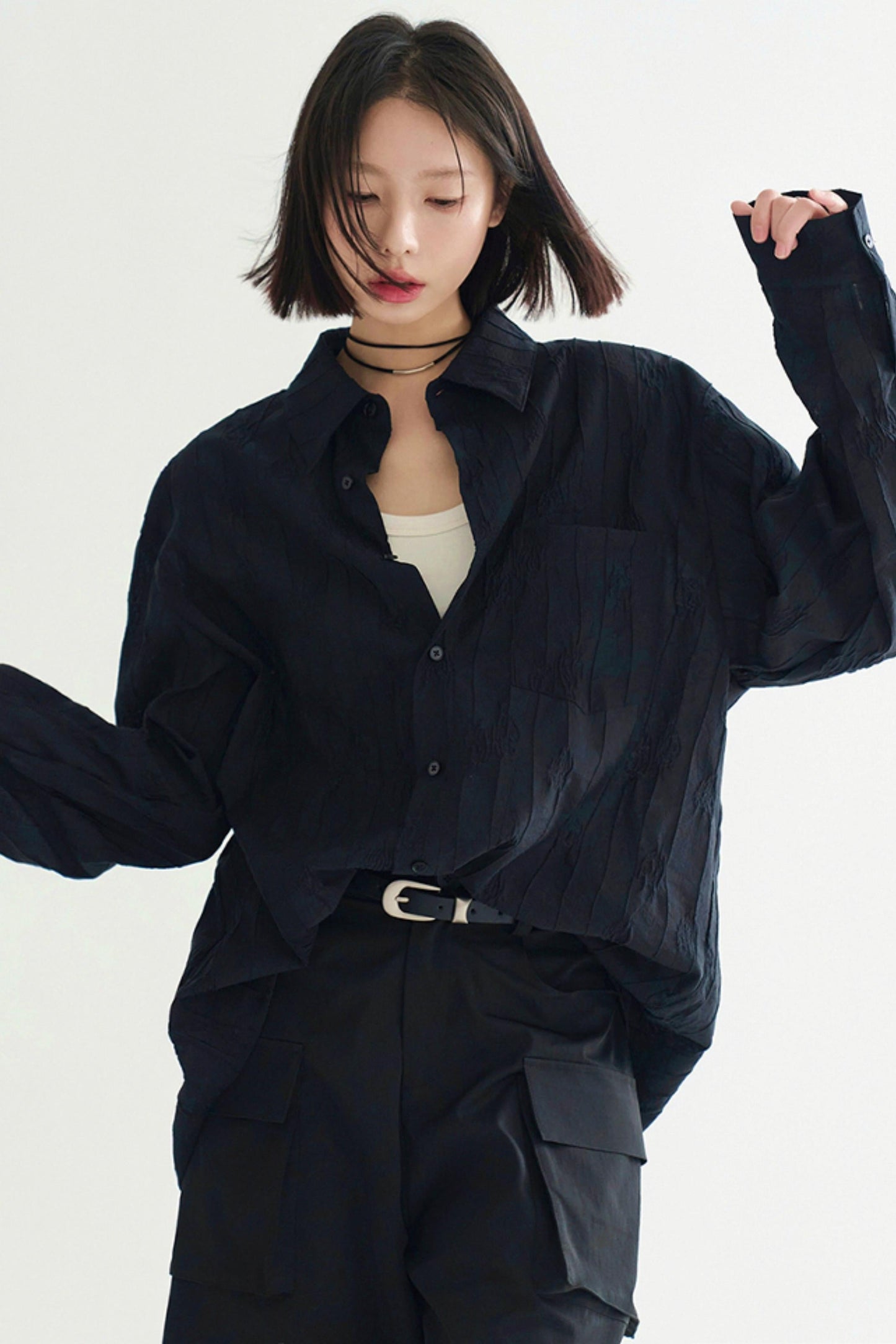 トップス 軽量 無地 長袖