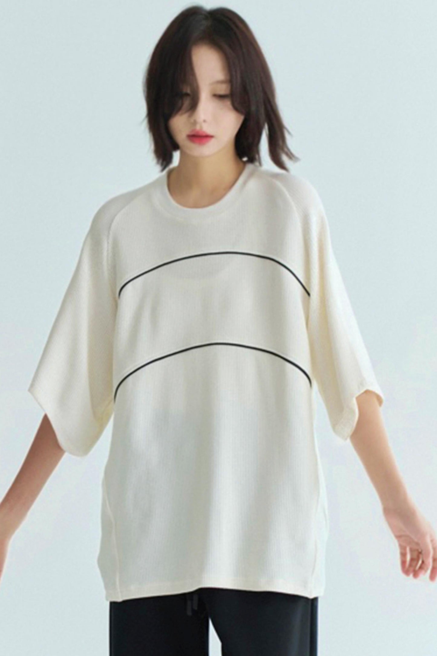 ラインデザインブロックTシャツカラー