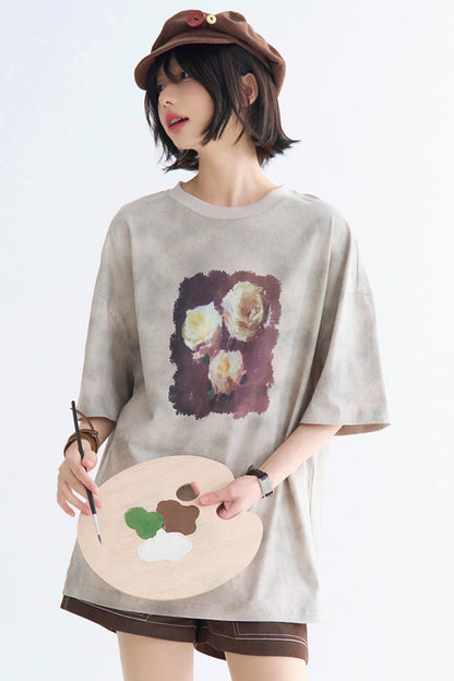 ローズTシャツ タイダイプリント