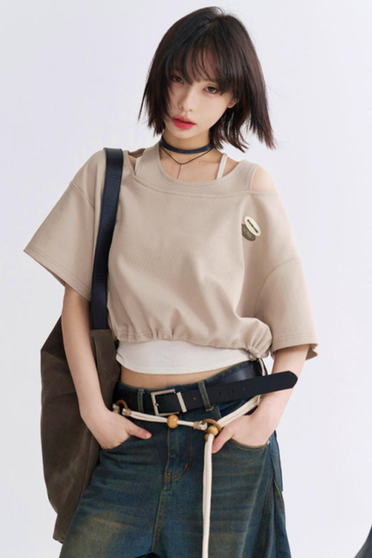 ドローストリングTシャツフェイク