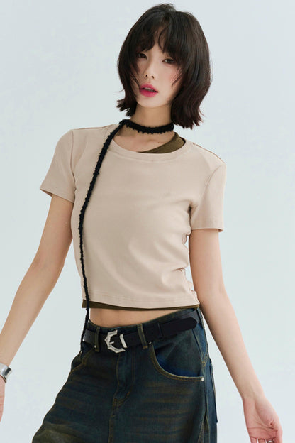 コットンTシャツ スリムフィット ストレッチ