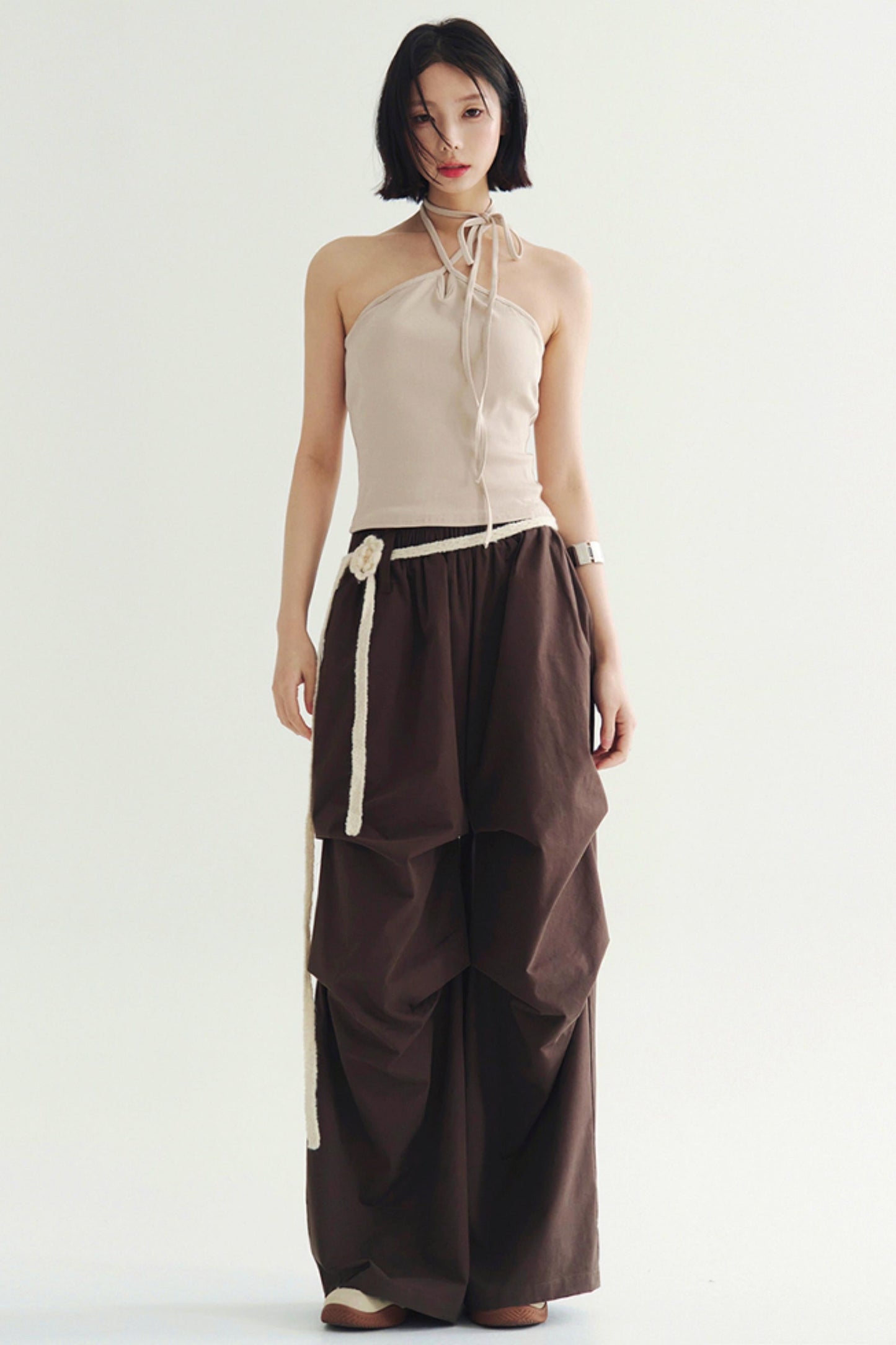 エレガントなパンツ トラウザー ワイドプリーツ