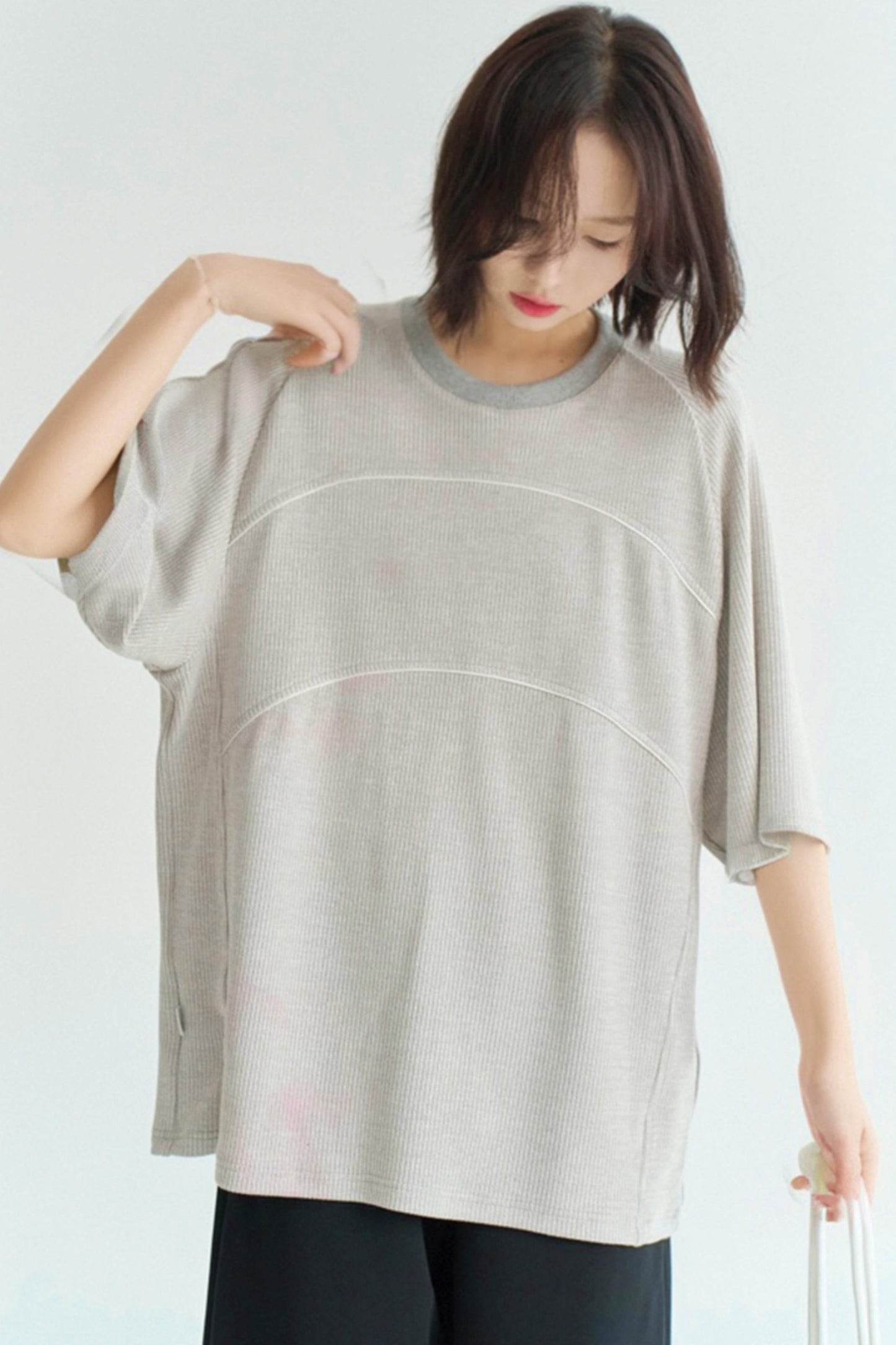 ラインデザインブロックTシャツカラー