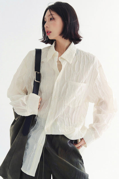 トップス 軽量 無地 長袖