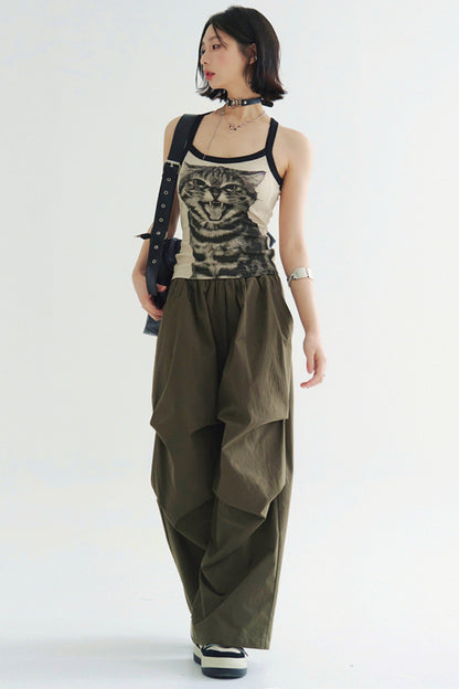 エレガントなパンツ トラウザー ワイドプリーツ