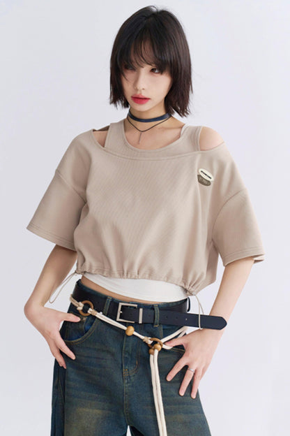 ドローストリングTシャツフェイク