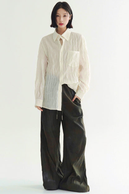 ドレーププリーツカジュアルパンツ