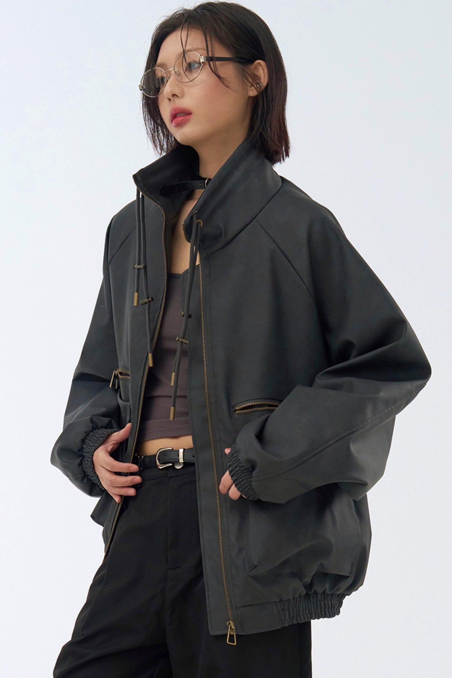 レトロスタンドレザーカラージャケット