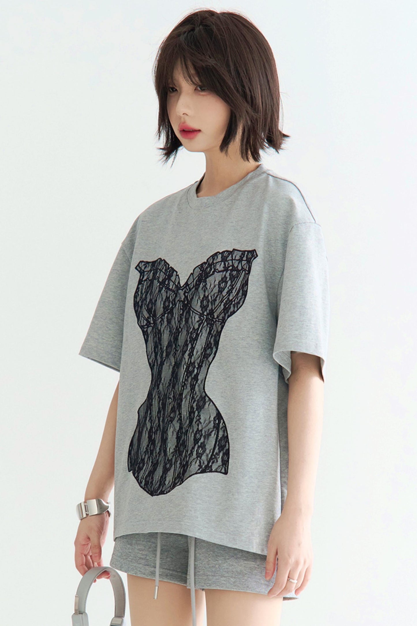 ミニマルレース グラビティシャツ ルーズTシャツ