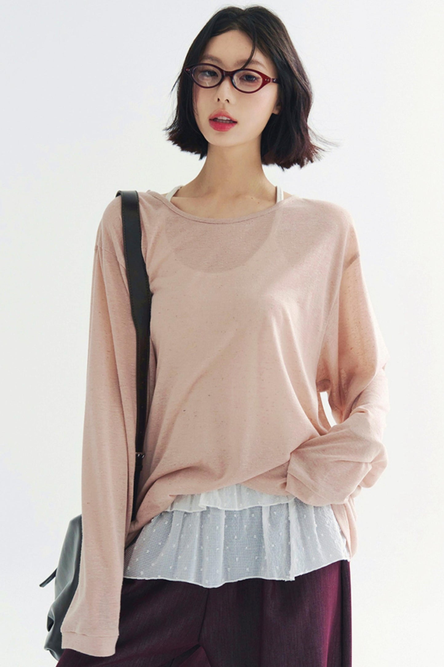 軽量シアーVネックTシャツ