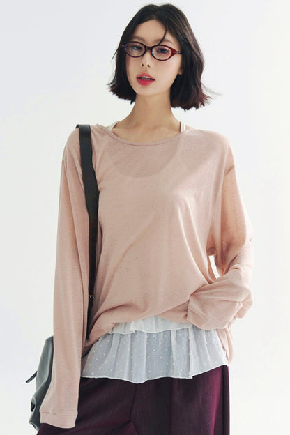 軽量シアーVネックTシャツ