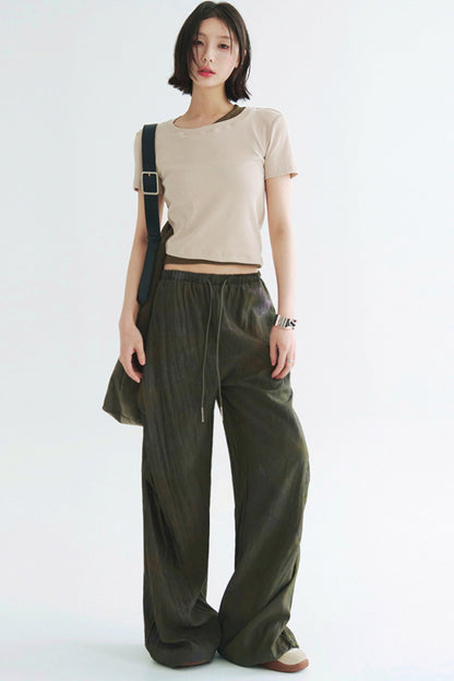 ドレーププリーツカジュアルパンツ