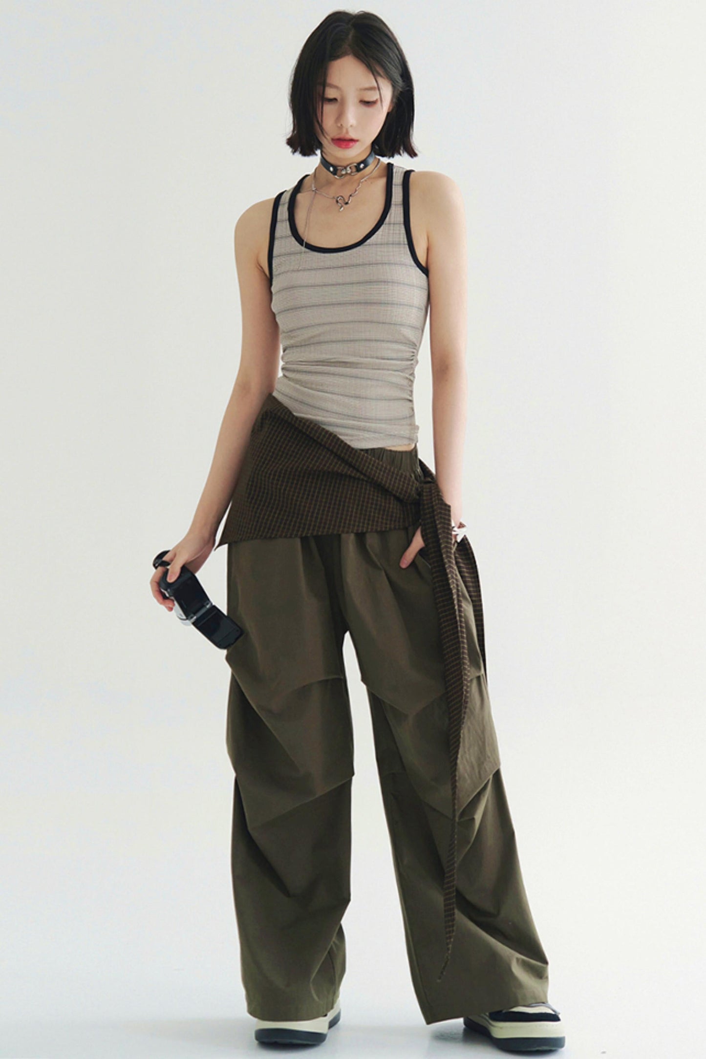 エレガントなパンツ トラウザー ワイドプリーツ