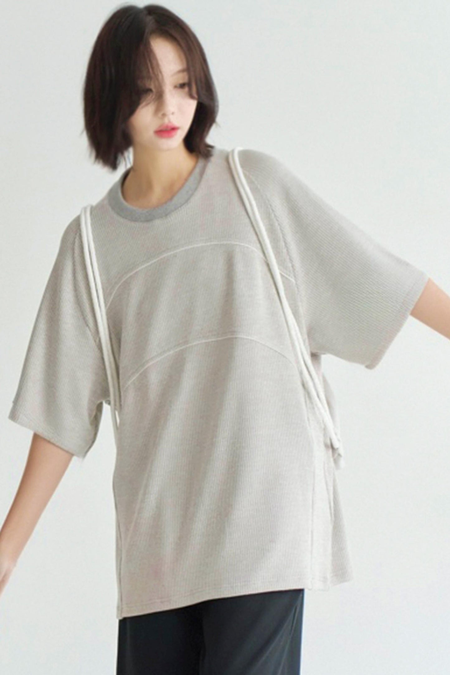 ラインデザインブロックTシャツカラー