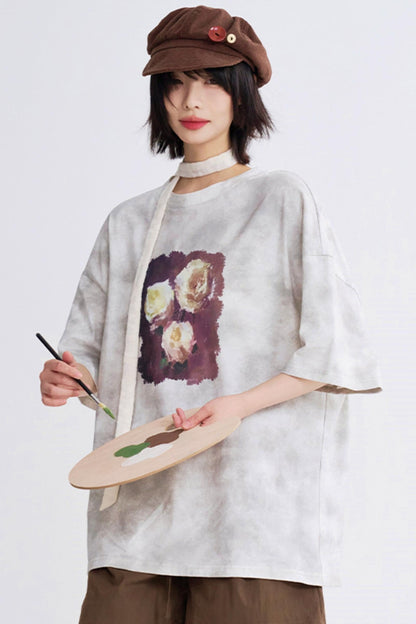 ローズTシャツ タイダイプリント