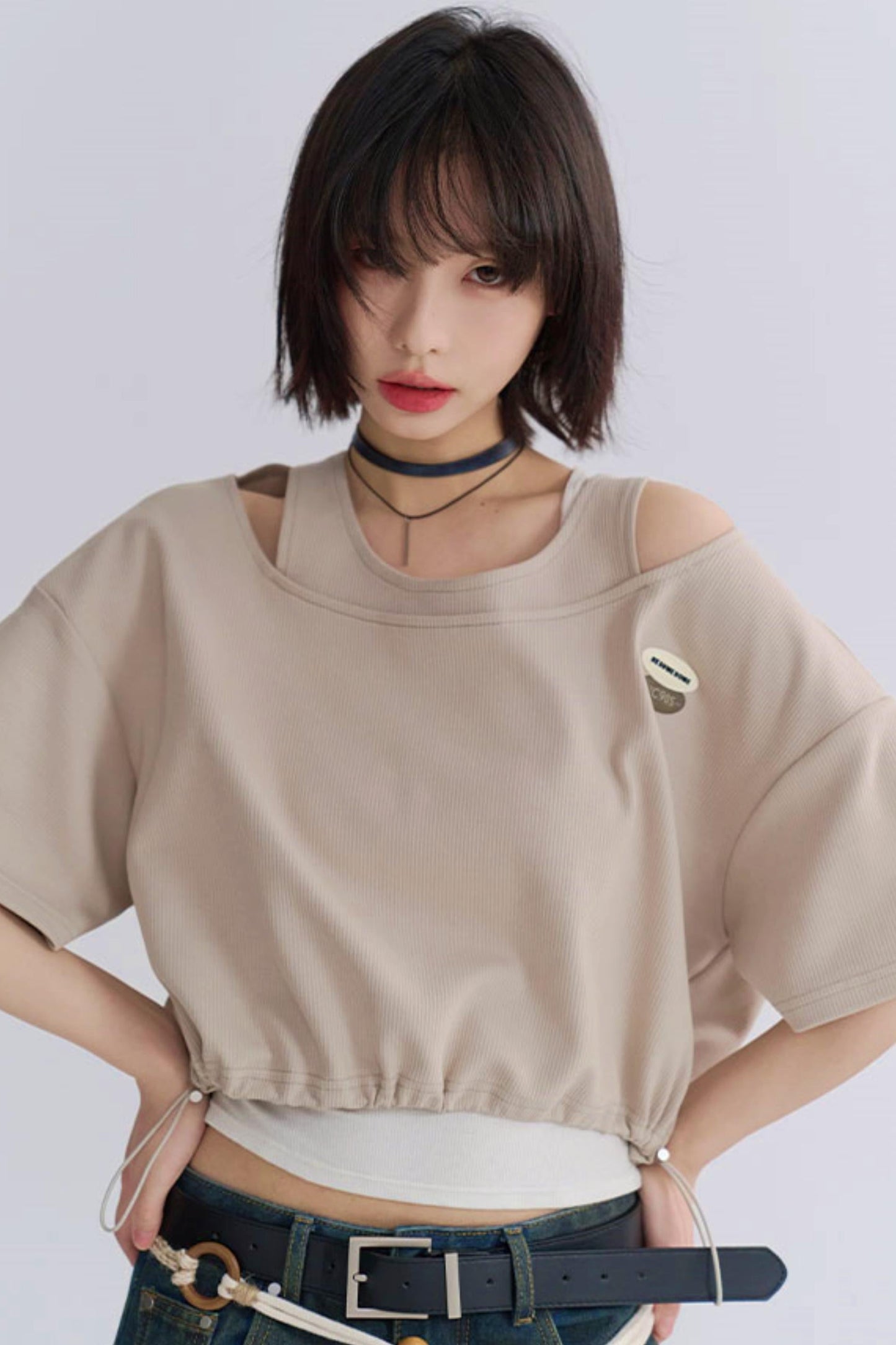 ドローストリングTシャツフェイク