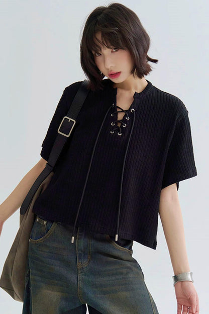 ルーズフィットTシャツ Vネックニット