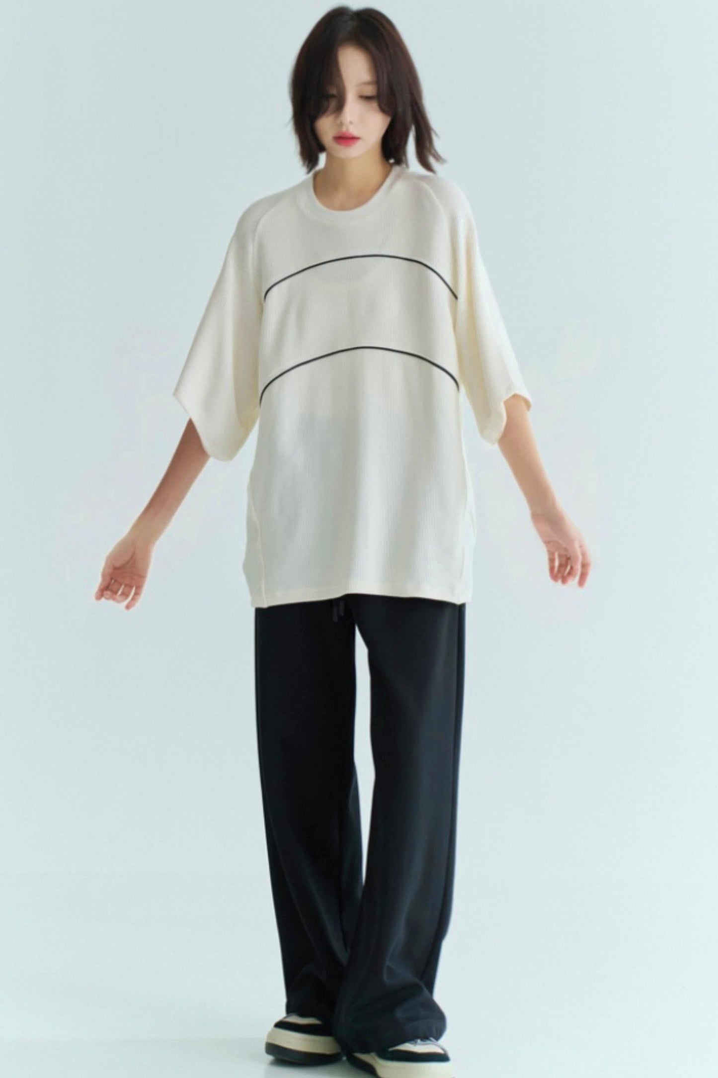 ラインデザインブロックTシャツカラー