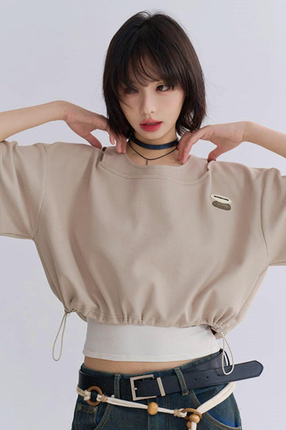 ドローストリングTシャツフェイク